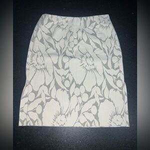 NEW J. CREW TEXTURED JACQUARD LIKE SKIRT WITH SLIT UP BOTH SIDES IVORY GREY SZ 6